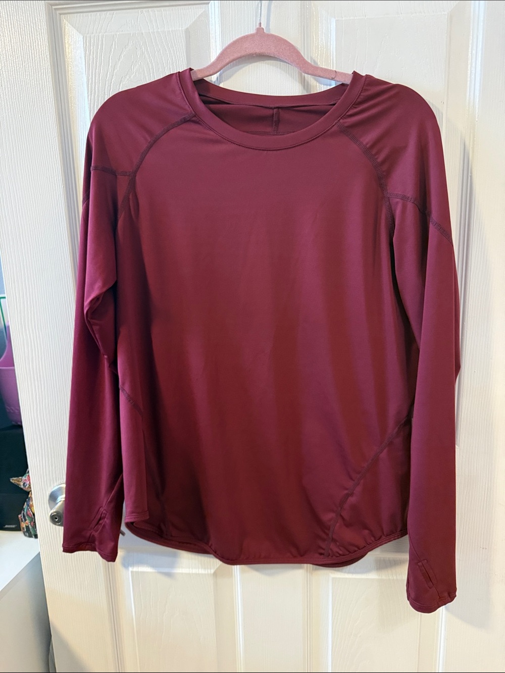 SHEIN Women's Long Sleeve Wine Performance Tee